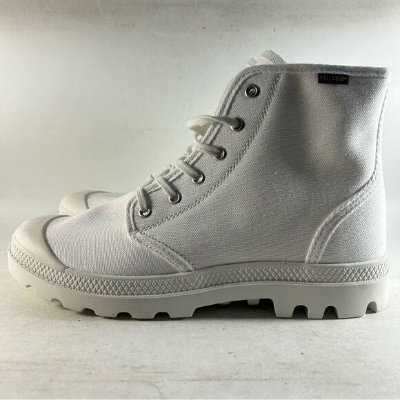 NEW Palladium Pampa Hi Ankle Boots White Size Men’s 9 Women’s 10.5 - Picture 3 of 9